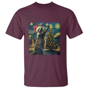 Christmas Starry Night Raccoon T Shirt TS09 Maroon Print Your Wear
