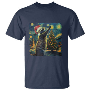 Christmas Starry Night Raccoon T Shirt TS09 Navy Print Your Wear