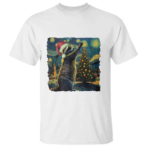 Christmas Starry Night Raccoon T Shirt TS09 White Print Your Wear