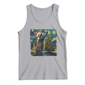 Christmas Starry Night Raccoon Tank Top TS09 Athletic Heather Print Your Wear