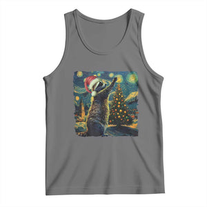 Christmas Starry Night Raccoon Tank Top TS09 Black Heather Print Your Wear