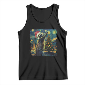Christmas Starry Night Raccoon Tank Top TS09 Black Print Your Wear
