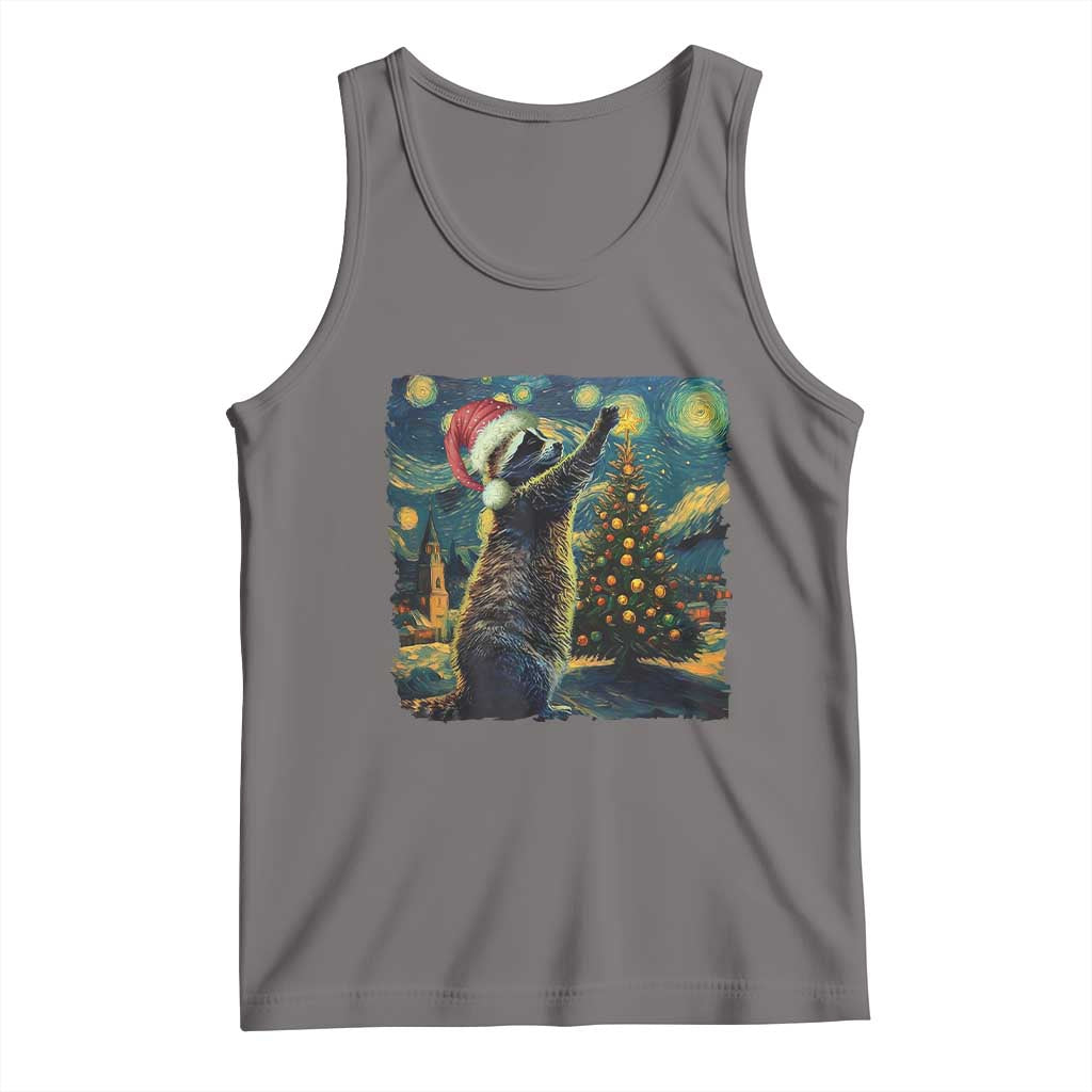 Christmas Starry Night Raccoon Tank Top TS09 Deep Heather Print Your Wear