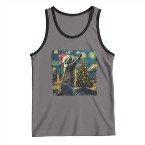 Christmas Starry Night Raccoon Tank Top TS09 Deep Heather Black Print Your Wear