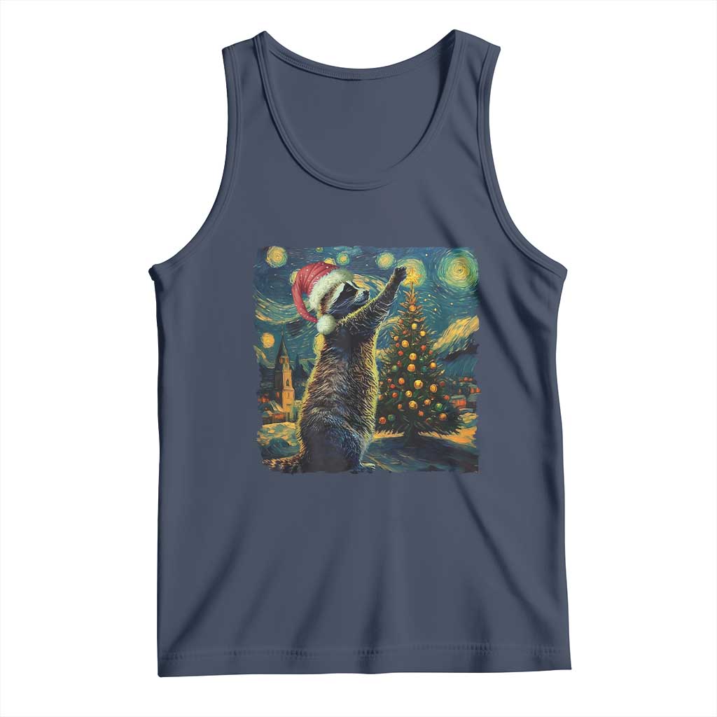 Christmas Starry Night Raccoon Tank Top TS09 Navy Print Your Wear