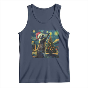 Christmas Starry Night Raccoon Tank Top TS09 Navy Print Your Wear