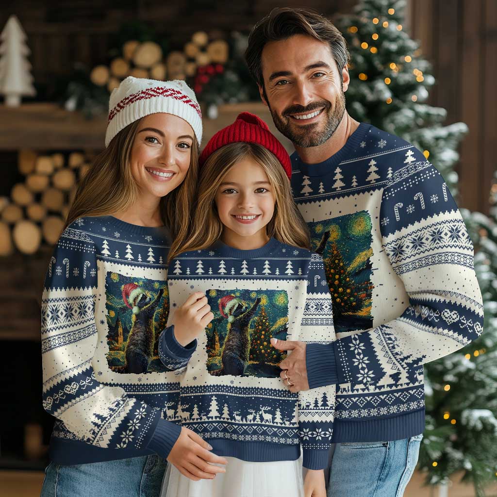 Christmas Starry Night Raccoon Ugly Christmas Sweater TS09 Navy Print Your Wear