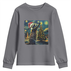 Christmas Starry Night Raccoon Youth Sweatshirt TS09 Charcoal Print Your Wear