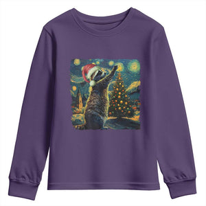 Christmas Starry Night Raccoon Youth Sweatshirt TS09 Purple Print Your Wear