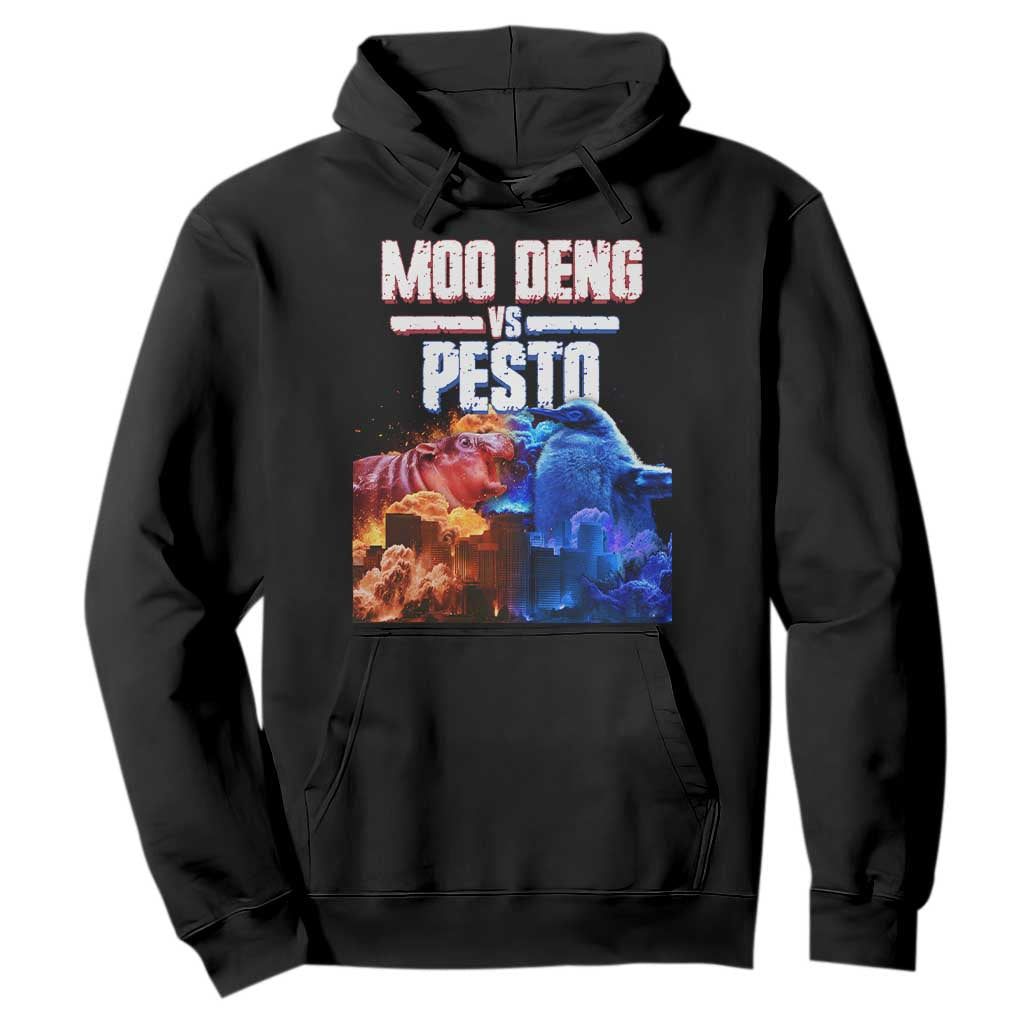 Funny Moo Deng VS Pesto Hoodie TS09 Black Print Your Wear