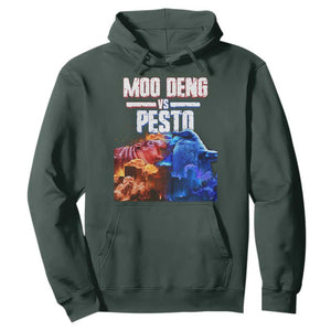 Funny Moo Deng VS Pesto Hoodie TS09 Dark Forest Green Print Your Wear