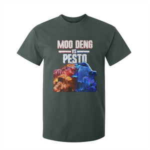 Funny Moo Deng VS Pesto T Shirt For Kid TS09 Dark Forest Green Print Your Wear