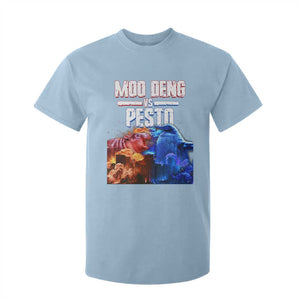 Funny Moo Deng VS Pesto T Shirt For Kid TS09 Light Blue Print Your Wear