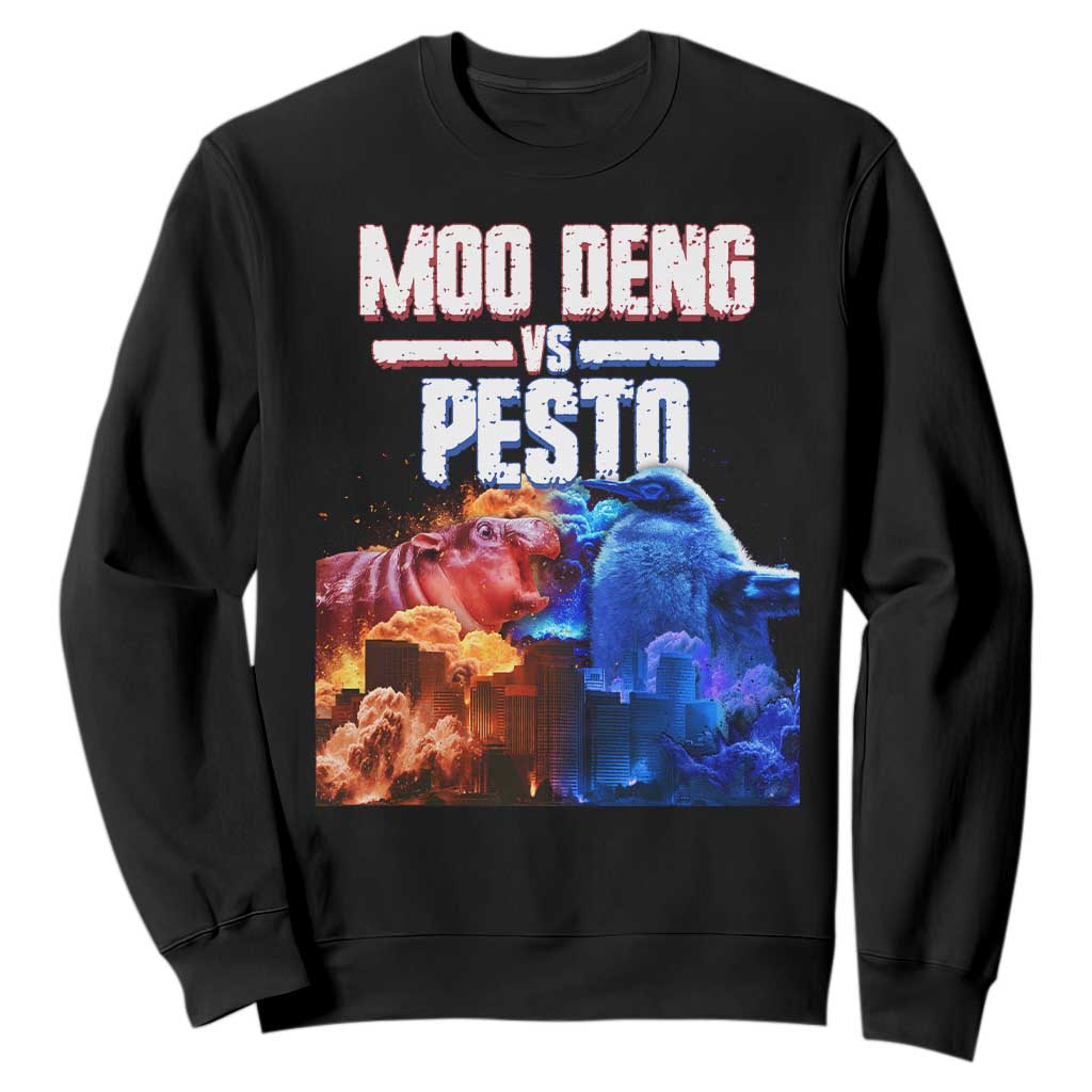 Funny Moo Deng VS Pesto Sweatshirt TS09 Black Print Your Wear