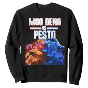 Funny Moo Deng VS Pesto Sweatshirt TS09 Black Print Your Wear