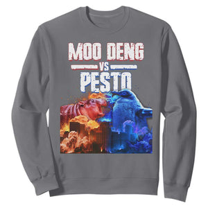 Funny Moo Deng VS Pesto Sweatshirt TS09 Charcoal Print Your Wear