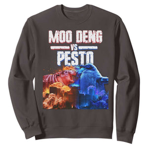 Funny Moo Deng VS Pesto Sweatshirt TS09 Dark Chocolate Print Your Wear