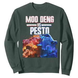 Funny Moo Deng VS Pesto Sweatshirt TS09 Dark Forest Green Print Your Wear