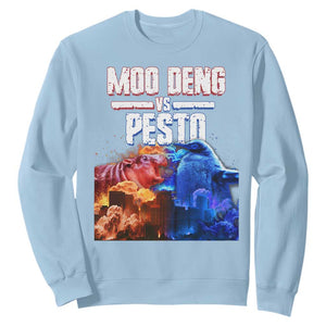Funny Moo Deng VS Pesto Sweatshirt TS09 Light Blue Print Your Wear