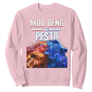Funny Moo Deng VS Pesto Sweatshirt TS09 Light Pink Print Your Wear