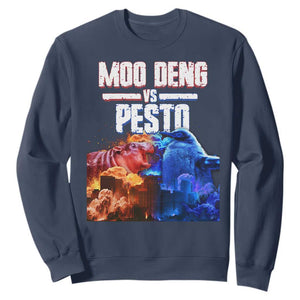 Funny Moo Deng VS Pesto Sweatshirt TS09 Navy Print Your Wear