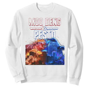 Funny Moo Deng VS Pesto Sweatshirt TS09 White Print Your Wear