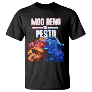 Funny Moo Deng VS Pesto T Shirt TS09 Black Print Your Wear