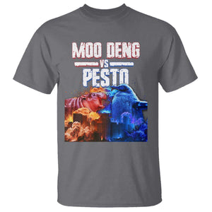 Funny Moo Deng VS Pesto T Shirt TS09 Charcoal Print Your Wear