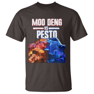 Funny Moo Deng VS Pesto T Shirt TS09 Dark Chocolate Print Your Wear