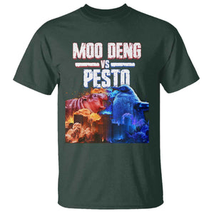 Funny Moo Deng VS Pesto T Shirt TS09 Dark Forest Green Print Your Wear