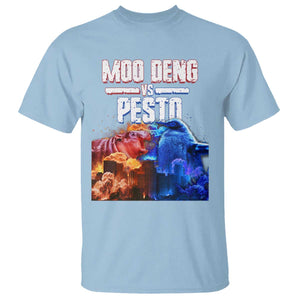 Funny Moo Deng VS Pesto T Shirt TS09 Light Blue Print Your Wear
