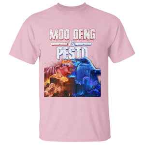 Funny Moo Deng VS Pesto T Shirt TS09 Light Pink Print Your Wear