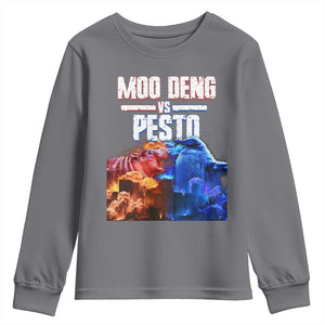 Funny Moo Deng VS Pesto Youth Sweatshirt TS09 Charcoal Print Your Wear