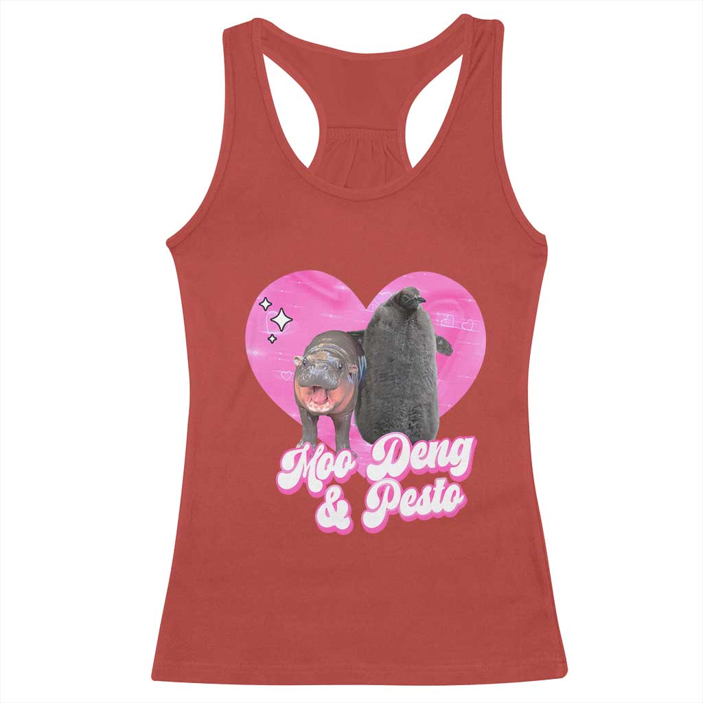 Funny Best Friends Moo Deng Pesto Racerback Tank Top TS09 Red Print Your Wear