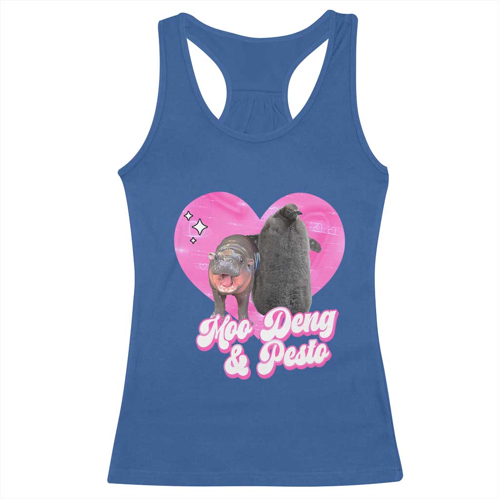 Funny Best Friends Moo Deng Pesto Racerback Tank Top TS09 Royal Blue Print Your Wear