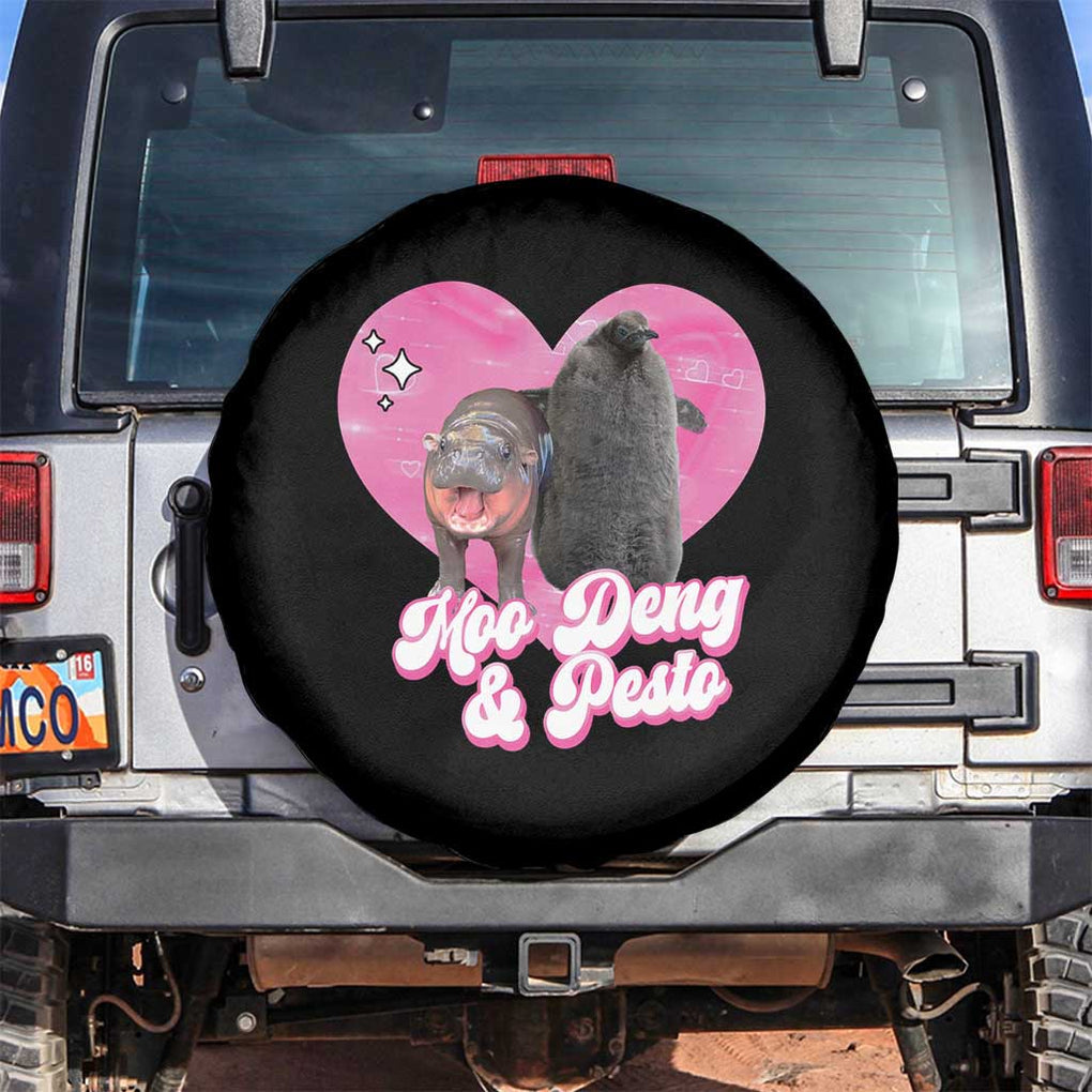 Funny Best Friends Moo Deng Pesto Spare Tire Cover TS09 No hole Black Print Your Wear