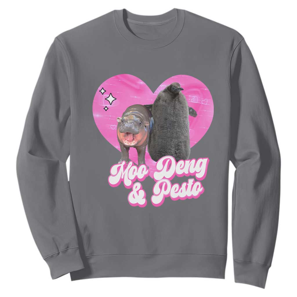 Funny Best Friends Moo Deng Pesto Sweatshirt TS09 Charcoal Print Your Wear