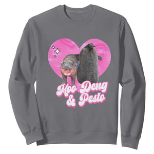 Funny Best Friends Moo Deng Pesto Sweatshirt TS09 Charcoal Print Your Wear