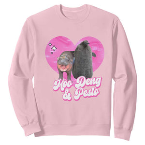 Funny Best Friends Moo Deng Pesto Sweatshirt TS09 Light Pink Print Your Wear