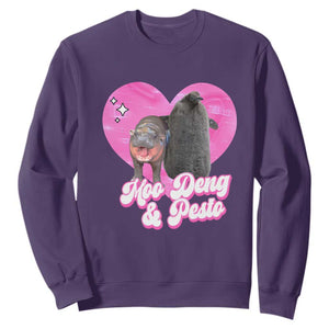Funny Best Friends Moo Deng Pesto Sweatshirt TS09 Purple Print Your Wear