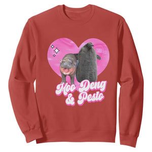 Funny Best Friends Moo Deng Pesto Sweatshirt TS09 Red Print Your Wear