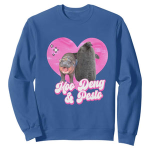 Funny Best Friends Moo Deng Pesto Sweatshirt TS09 Royal Blue Print Your Wear