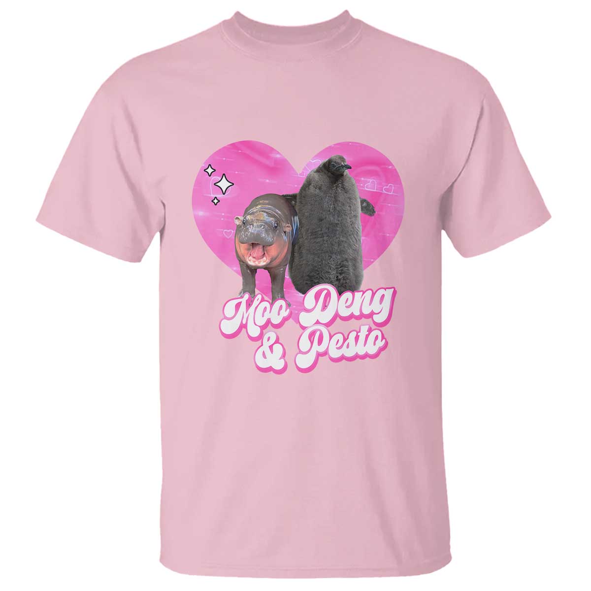 Funny Best Friends Moo Deng Pesto T Shirt TS09 Light Pink Print Your Wear