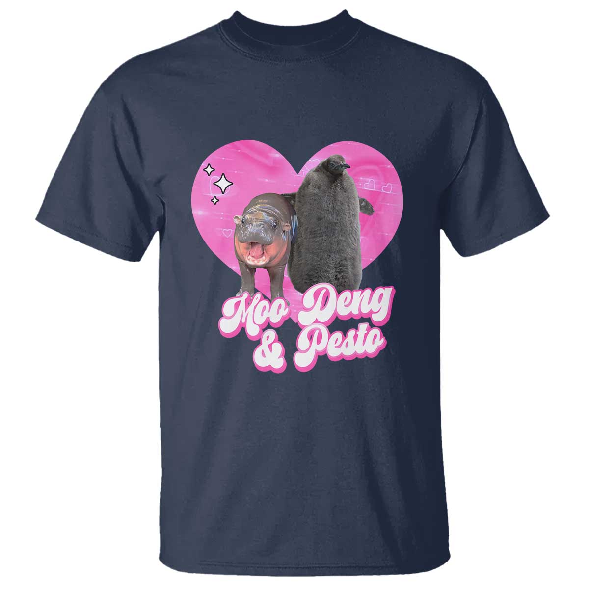 Funny Best Friends Moo Deng Pesto T Shirt TS09 Navy Print Your Wear