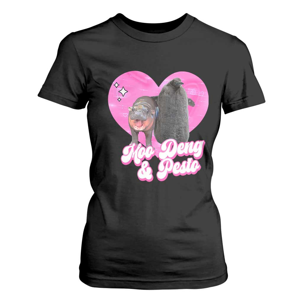 Funny Best Friends Moo Deng Pesto T Shirt For Women TS09 Black Print Your Wear