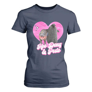 Funny Best Friends Moo Deng Pesto T Shirt For Women TS09 Navy Print Your Wear