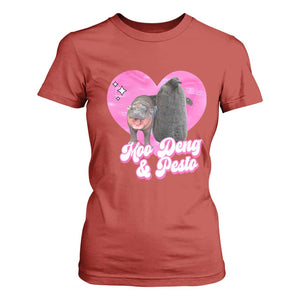 Funny Best Friends Moo Deng Pesto T Shirt For Women TS09 Red Print Your Wear