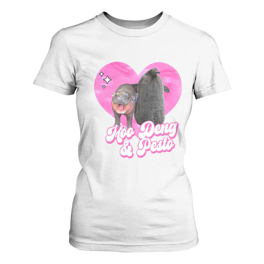 Funny Best Friends Moo Deng Pesto T Shirt For Women TS09 White Print Your Wear