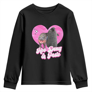 Funny Best Friends Moo Deng Pesto Youth Sweatshirt TS09 Black Print Your Wear