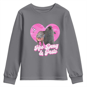 Funny Best Friends Moo Deng Pesto Youth Sweatshirt TS09 Charcoal Print Your Wear